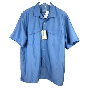 Caribbean Roundtree & Yorke Blue Button Down Mesh Lined Pocket Shirt Men…